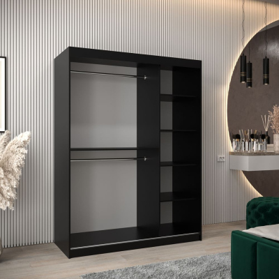 Spiegel-Kleiderschrank ADELA – 150 cm, schwarz / Eiche artisan