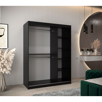 Spiegel-Kleiderschrank ADELA – 150 cm, schwarz / Eiche artisan