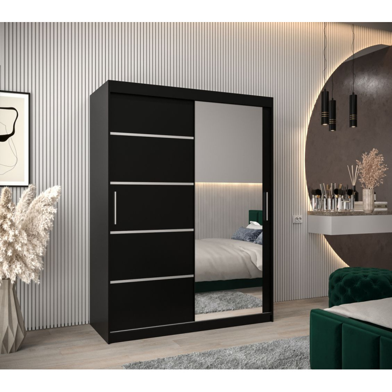 Spiegel-Kleiderschrank ADELA – 150 cm, schwarz