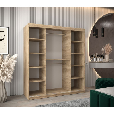 Spiegel-Kleiderschrank ADELA – 180 cm, Eiche sonoma