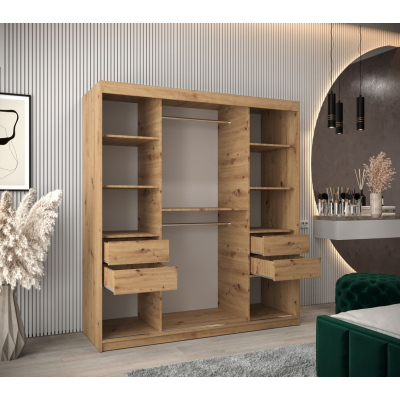 Spiegel-Kleiderschrank ADELA – 180 cm, Eiche artisan