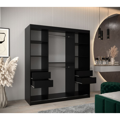 Spiegel-Kleiderschrank ADELA – 180 cm, schwarz / Eiche artisan