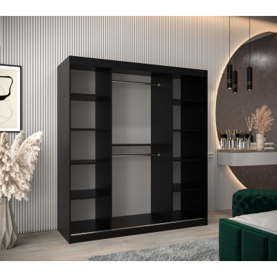 Spiegel-Kleiderschrank ADELA – 180 cm, schwarz / Eiche artisan