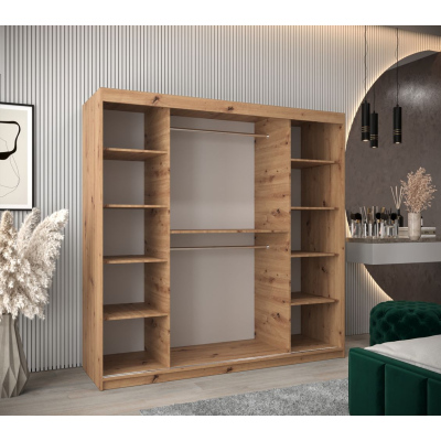 Spiegel-Kleiderschrank ADELA – 200 cm, Eiche artisan / weiß