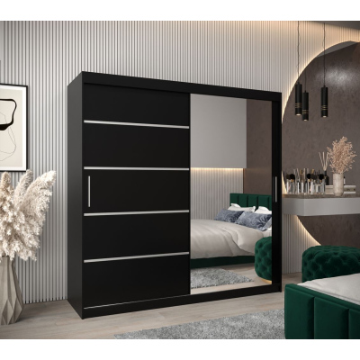 Spiegel-Kleiderschrank ADELA – 200 cm, schwarz