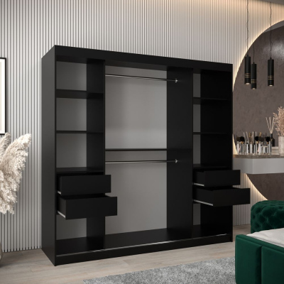 Spiegel-Kleiderschrank ADELA – 200 cm, schwarz