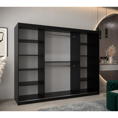 Spiegel-Kleiderschrank ADELA – 250 cm, schwarz / Eiche artisan