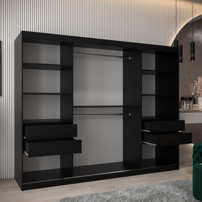 Spiegel-Kleiderschrank ADELA – 250 cm, schwarz / weiß