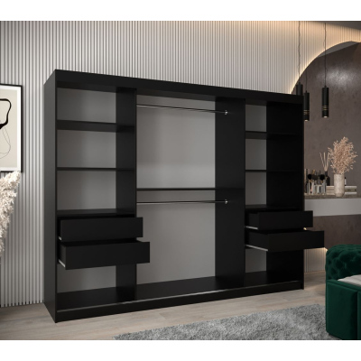 Spiegel-Kleiderschrank ADELA – 250 cm, schwarz / weiß