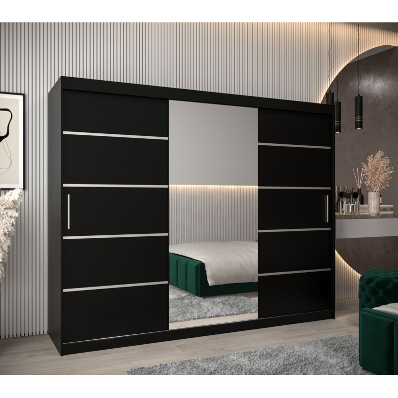 Spiegel-Kleiderschrank ADELA – 250 cm, schwarz