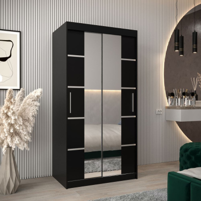 Schrank mit Spiegeln VIVIEN – Breite 100 cm, Schwarz