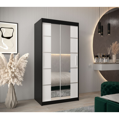 Schrank mit Spiegeln VIVIEN – Breite 100 cm, Schwarz/Weiß