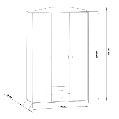 Geräumiger Kleiderschrank mit Spiegel MARIETTA – Breite 127 cm, weiß