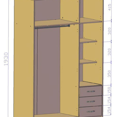 Kombinierter Kleiderschrank SIMELA – Breite 127 cm, weiß