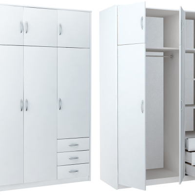 Kombinierter Kleiderschrank SIMELA – Breite 127 cm, weiß