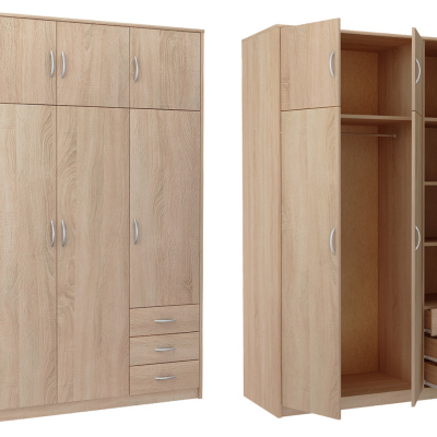 Kombinierter Kleiderschrank SIMELA – Breite 127 cm, Sonoma-Eiche