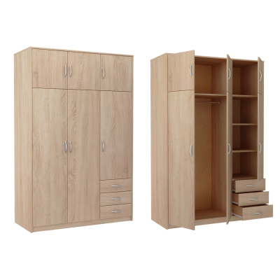 Kombinierter Kleiderschrank SIMELA – Breite 127 cm, Sonoma-Eiche