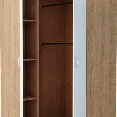 Eckkleiderschrank ZORICA – Breite 106 cm, Eiche Sonoma / Weiß