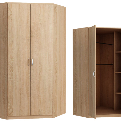 Eckkleiderschrank ZORICA – Breite 106 cm, Eiche Sonoma