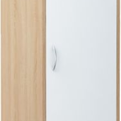 Schmaler Kleiderschrank SIMELA – Breite 45 cm, Eiche Sonoma / weiß