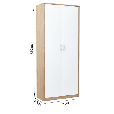 Kleiderschrank mit Regalböden LUBA – Breite 74 cm, Eiche Sonoma / weiß