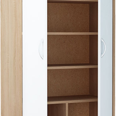 Kleiderschrank mit Regalböden LUBA – Breite 74 cm, Eiche Sonoma / weiß