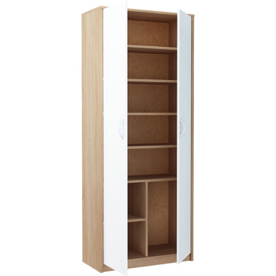 Kleiderschrank mit Regalböden LUBA – Breite 74 cm, Eiche Sonoma / weiß