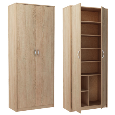 Kleiderschrank mit Regalböden LUBA – Breite 74 cm, Eiche Sonoma