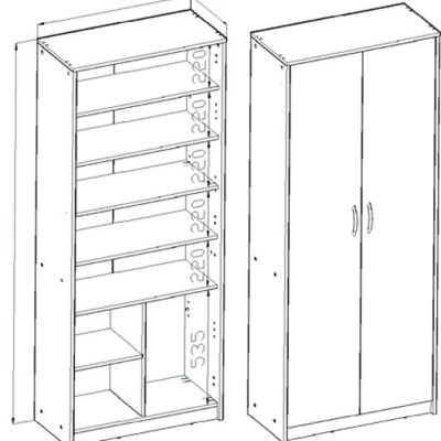 Kleiderschrank mit Regalböden LUBA – Breite 74 cm, weiß