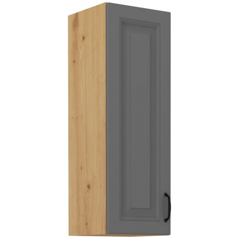 Hoher Oberschrank SOPHIA – Breite 30 cm, grau / Eiche Artisan