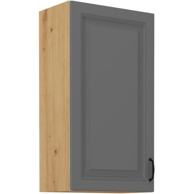 Hoher Oberschrank SOPHIA – Breite 50 cm, grau / Eiche Artisan