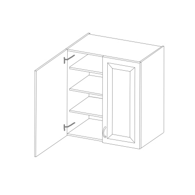 Hoher Oberschrank SOPHIA – Breite 80 cm, grau / Eiche Artisan