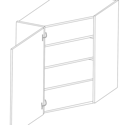 Hoher Eckschrank SOPHIA – 58x58 cm, grau / Eiche Artisan