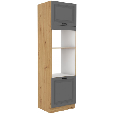 Einbaugeräteschrank SOPHIA – Breite 60 cm, Grau / Eiche Artisan