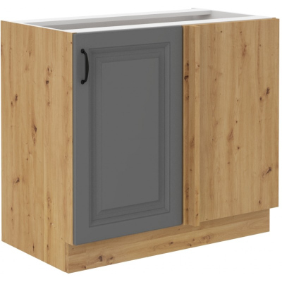 Verlängerter Eckschrank SOPHIA – Breite 105 cm, grau / Eiche Artisan