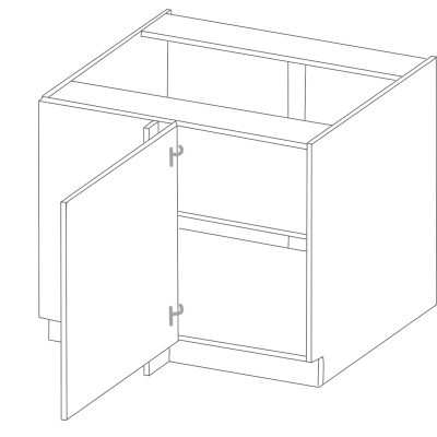 Verlängerter Eckschrank SOPHIA – Breite 105 cm, grau / Eiche Artisan