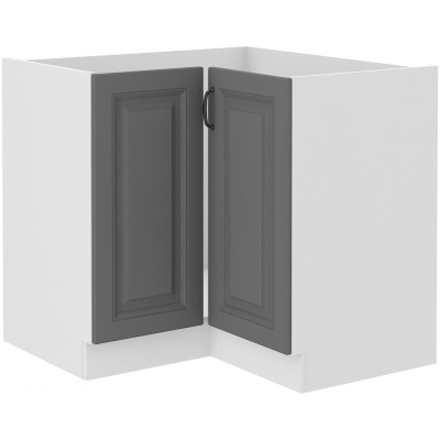 Unterer Eckschrank SOPHIA – 89x89 cm, Grau / Weiß