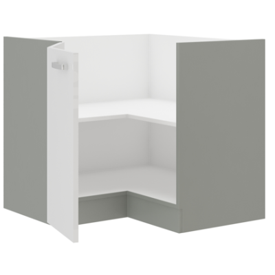 Unterer Eckschrank SOPHIA – 89x89 cm, Grau / Weiß