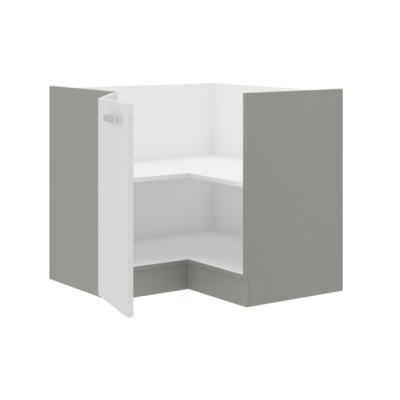 Unterer Eckschrank SOPHIA – 89x89 cm, Grau / Weiß