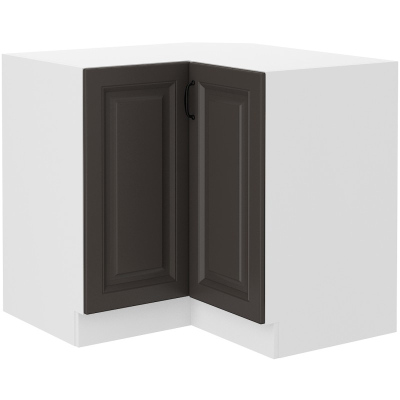 Unterer Eckschrank SOPHIA – 89x89 cm, Dunkelgrau / Weiß