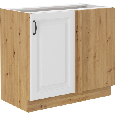 Verlängerter Eckschrank SOPHIA – Breite 105 cm, weiß / Eiche Artisan