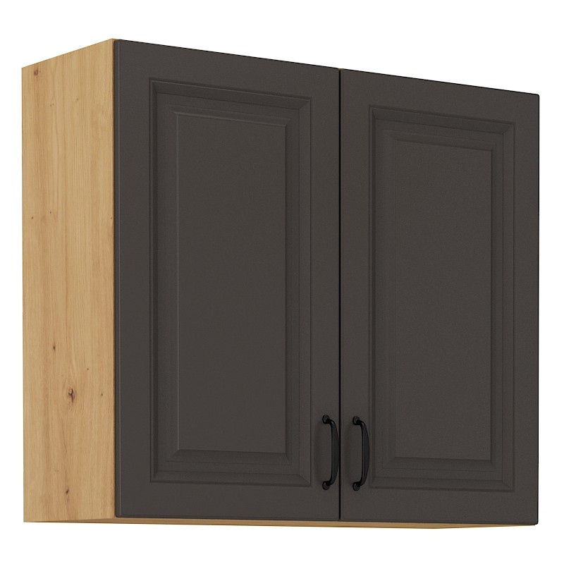 Küchenhängeschrank SOPHIA – Breite 80 cm, dunkelgrau / Artisan-Eiche