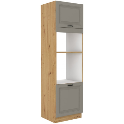 Einbaugeräteschrank SOPHIA – Breite 60 cm, Hellgrau / Eiche Artisan