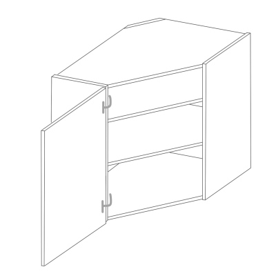 Oberer Eckschrank SOPHIA – 58x58 cm, grau / Artisan-Eiche