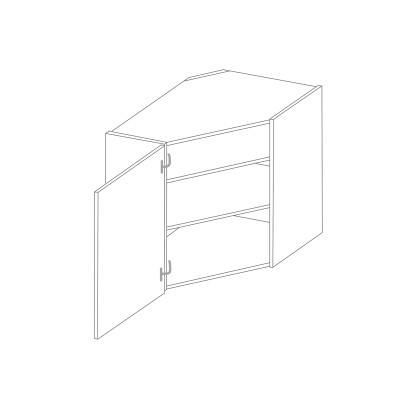 Oberer Eckschrank SOPHIA – 58x58 cm, grau / weiß