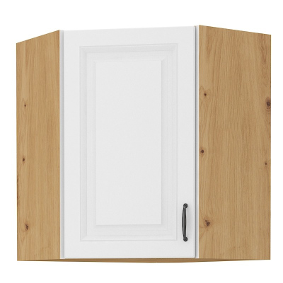 Oberer Eckschrank SOPHIA – 58x58 cm, weiß / Artisan-Eiche