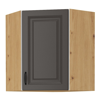 Oberer Eckschrank SOPHIA – 58x58 cm, dunkelgrau / Artisan-Eiche