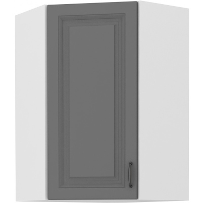 Hoher Eckschrank SOPHIA – 58x58 cm, grau/weiß