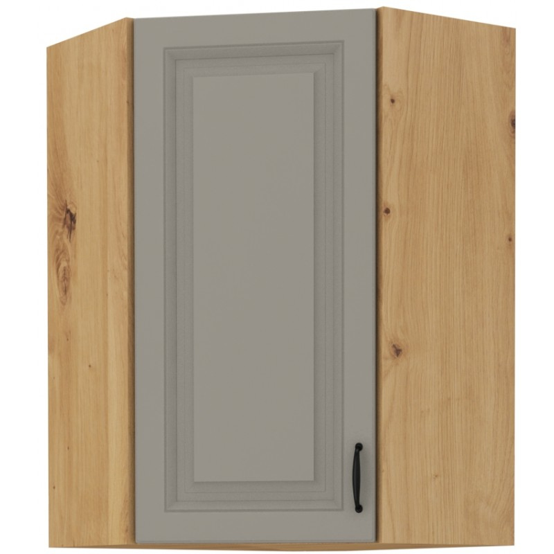 Hoher Eckschrank SOPHIA – 58x58 cm, hellgrau / Eiche Artisan