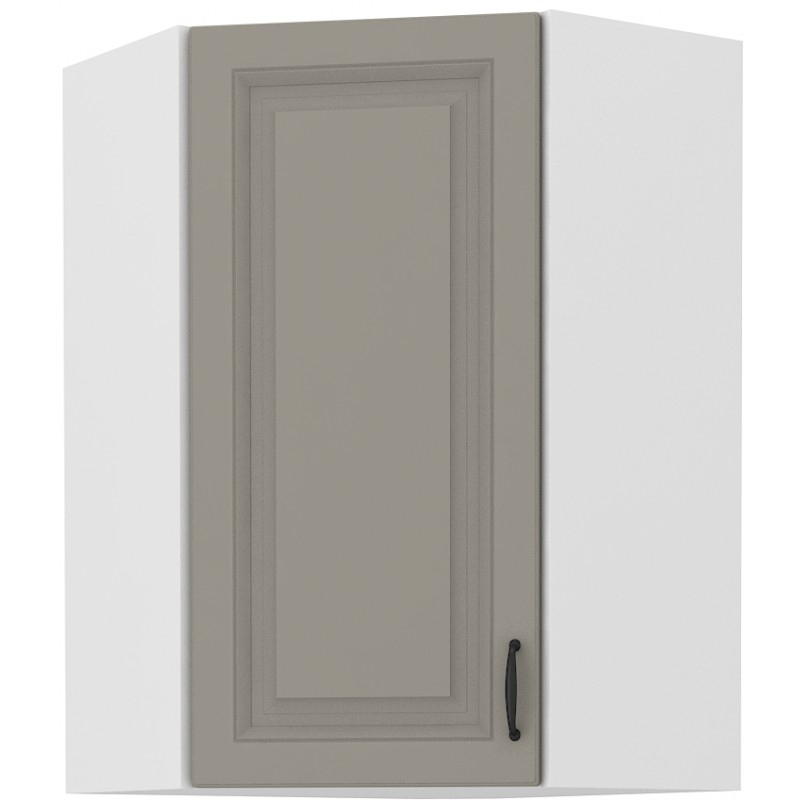 Hoher Eckschrank SOPHIA – 58x58 cm, hellgrau/weiß